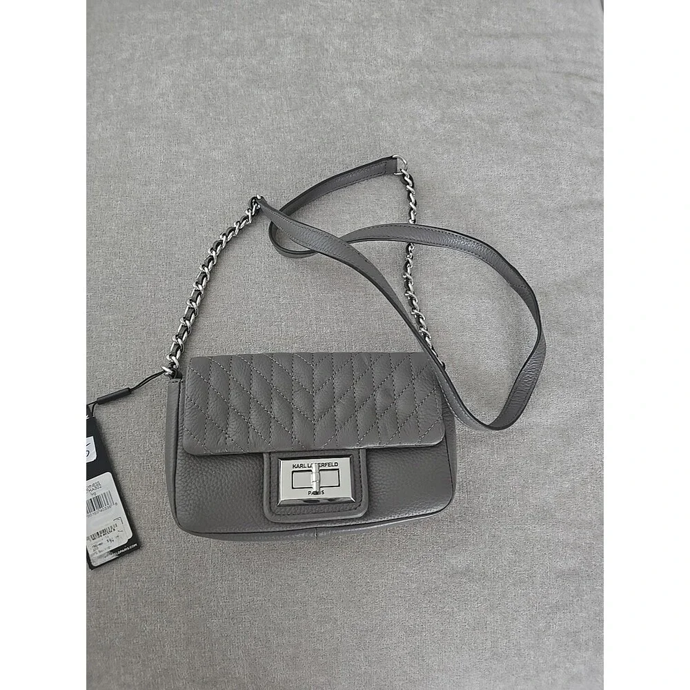 Karl Lagerfeld Paris Women's Agyness Pebble Sm Crossbody LEATHER - Picture 2 of 7